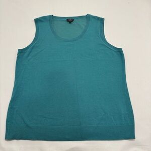 Talbots 1X Pima Cotton Teal Sleeveless Knit Vest